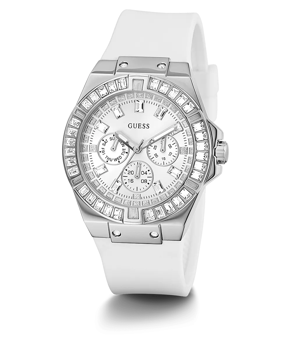 Guess Venus Silver Case Silicone Strap Women's Watch GW0118L3