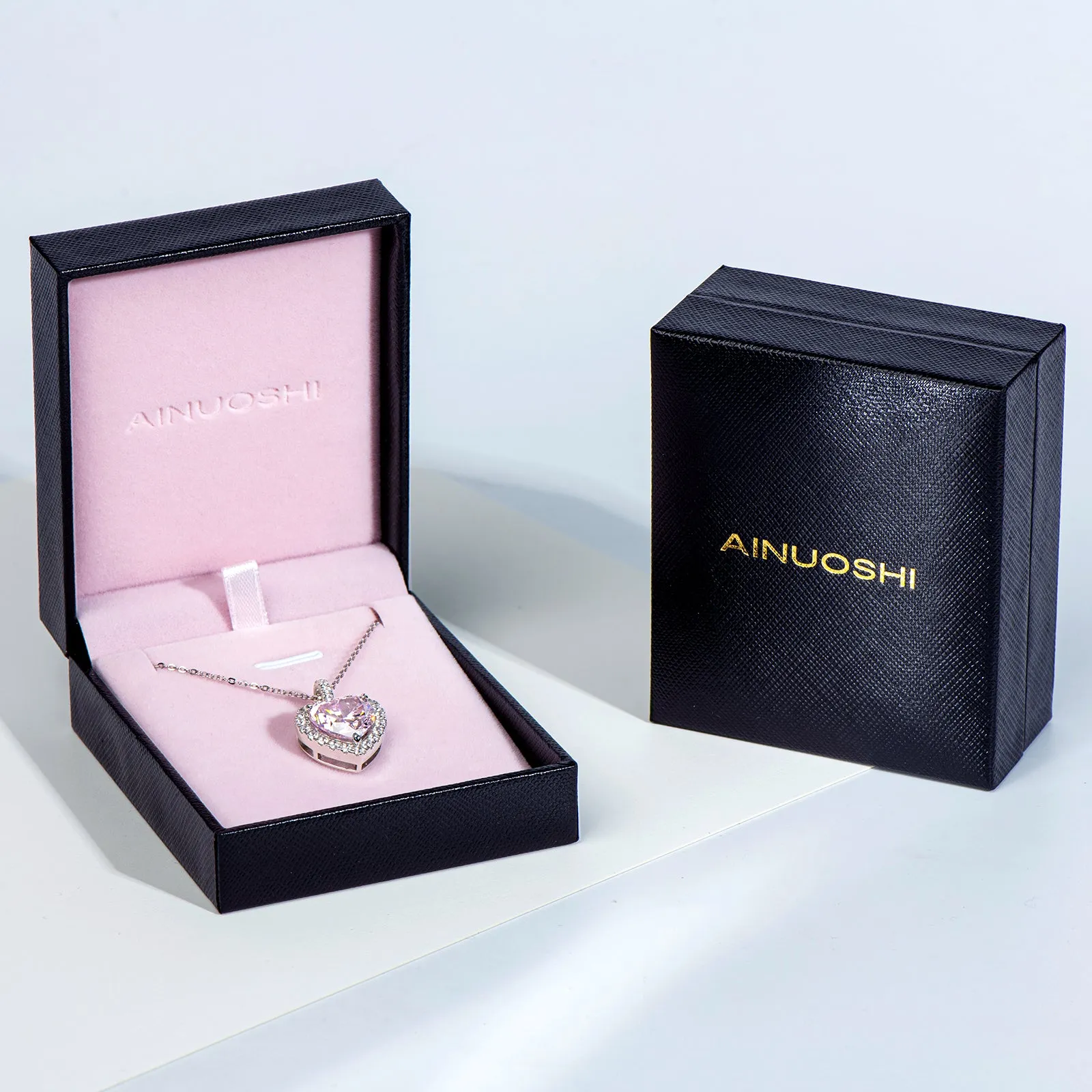 Halo Heart Shaped Pink Created Diamond Pendant Necklace