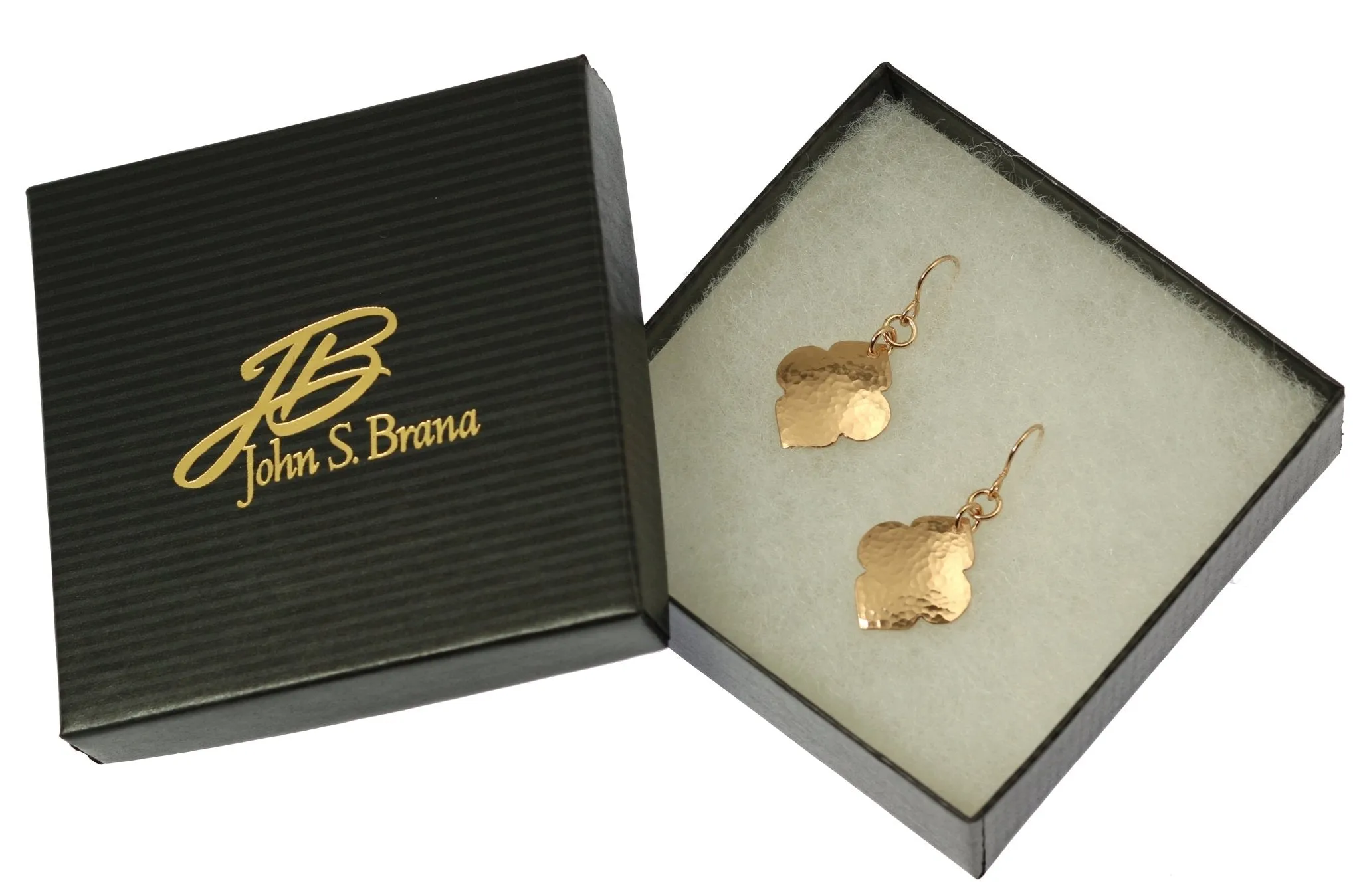Hammered Bronze Quatrefoil Drop Earrings