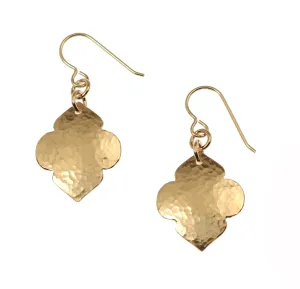 Hammered Bronze Quatrefoil Drop Earrings