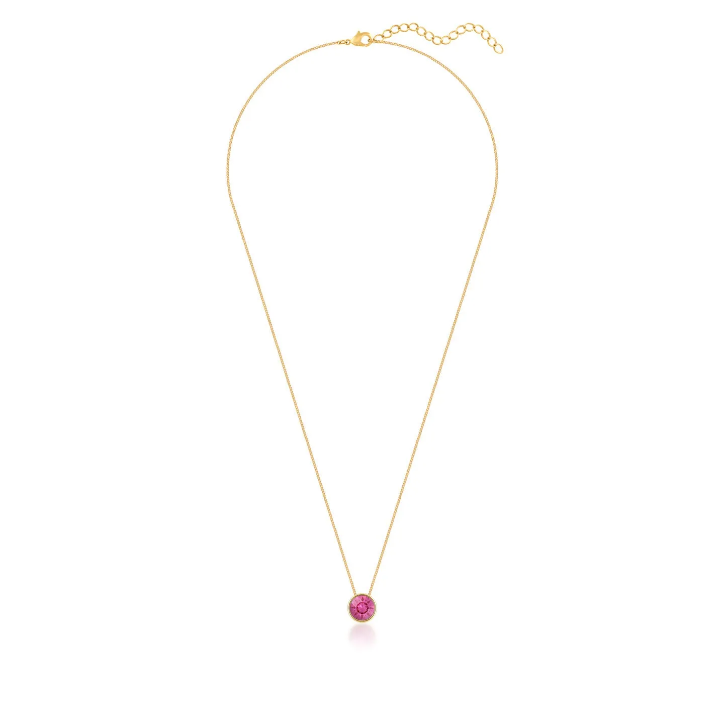Harley Small Pendant Necklace with Pink Rose Round Crystals from Swarovski Gold Plated