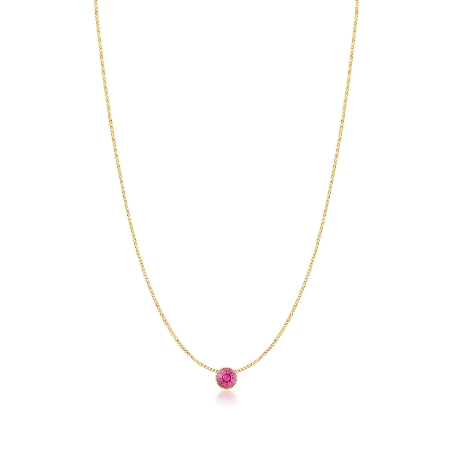Harley Small Pendant Necklace with Pink Rose Round Crystals from Swarovski Gold Plated