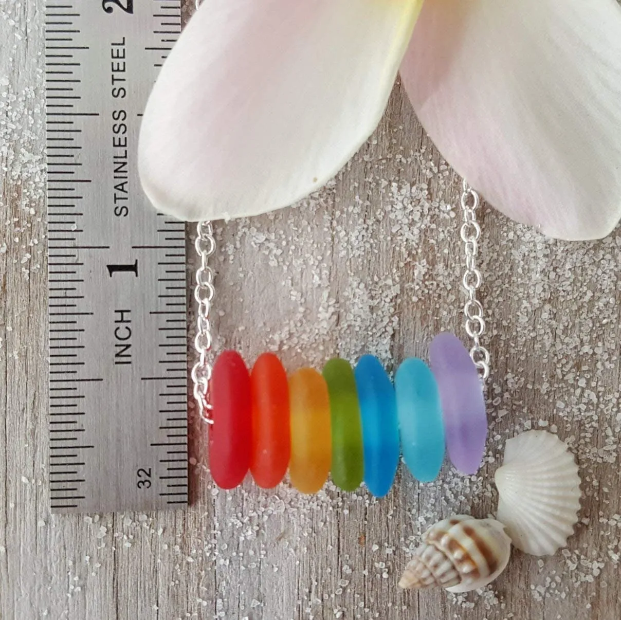 Hawaii is called "Rainbow State", bring home some "Hawaii Rainbow" with this sea glass necklace, Hawaiian Gift, FREE gift wrap