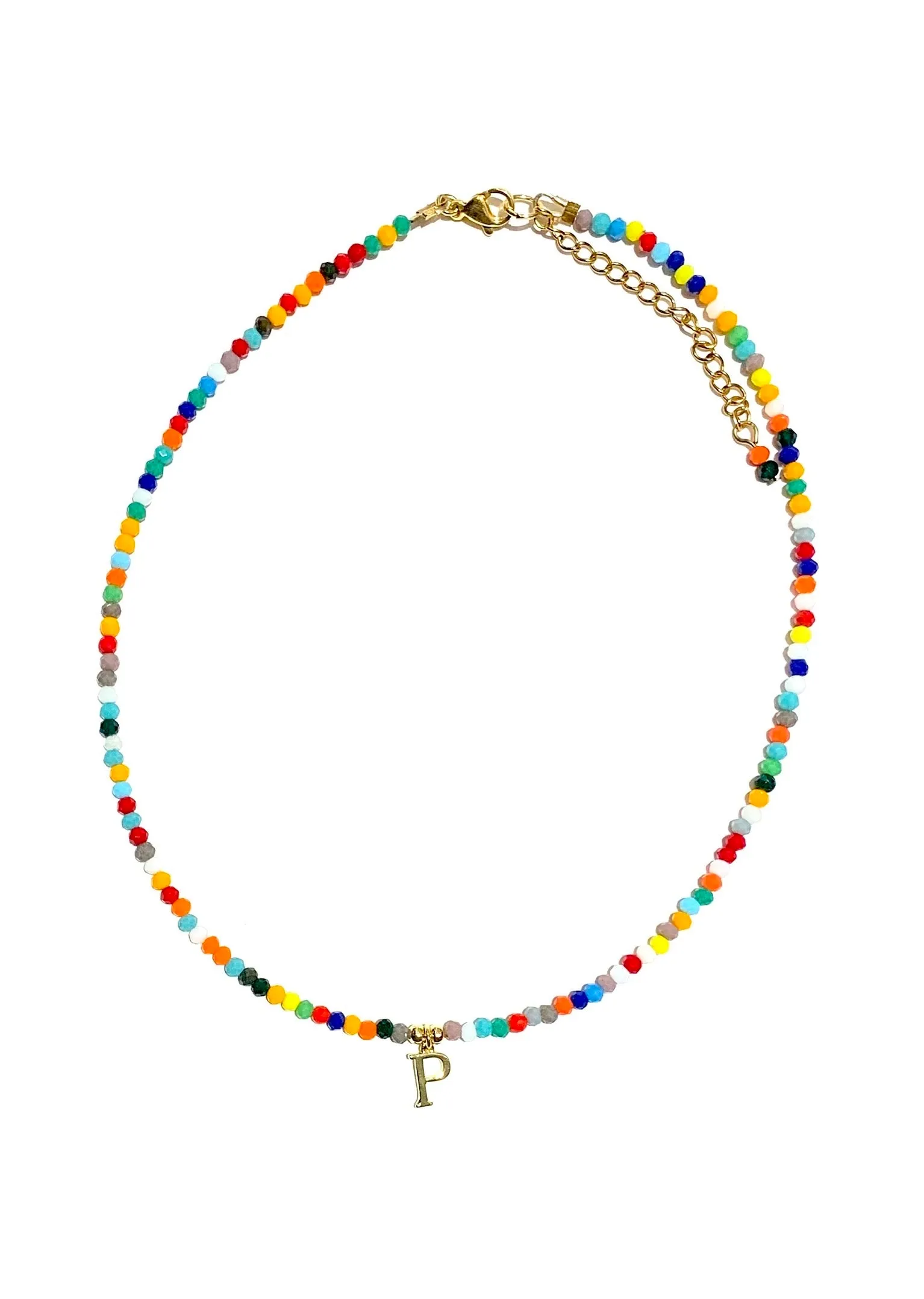 HC DESIGNS- Colorful Small Crystal Necklace with Initial
