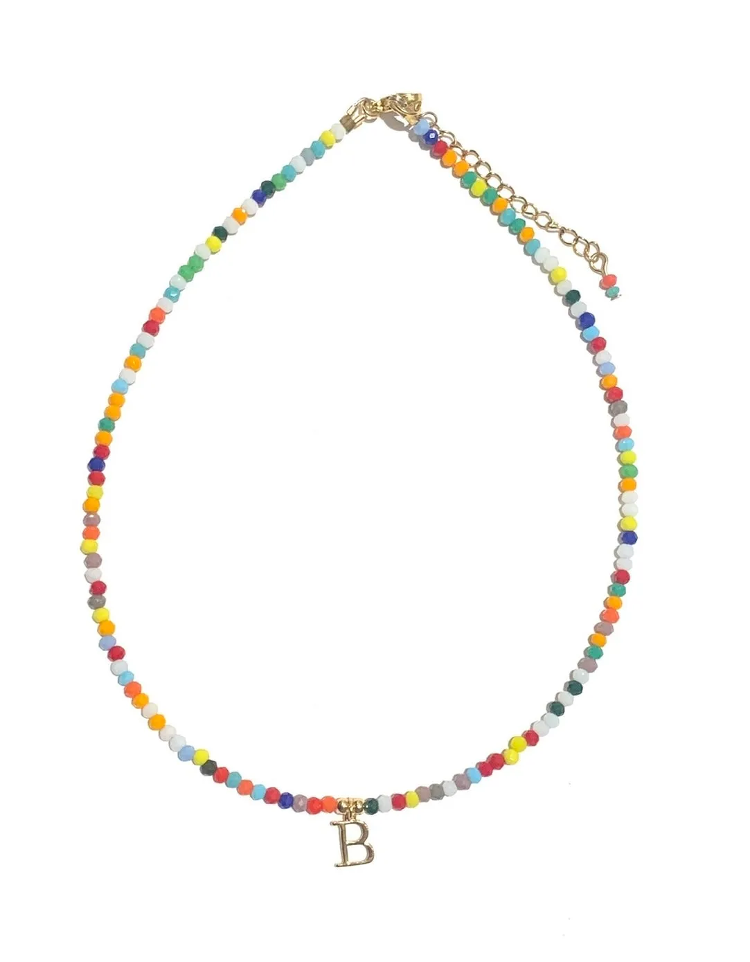 HC DESIGNS- Colorful Small Crystal Necklace with Initial