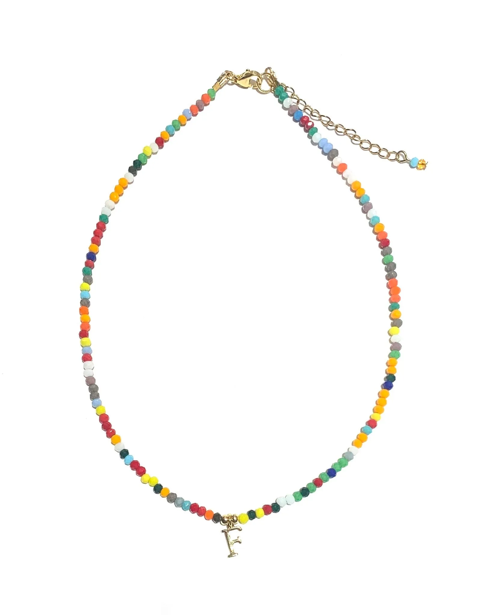 HC DESIGNS- Colorful Small Crystal Necklace with Initial