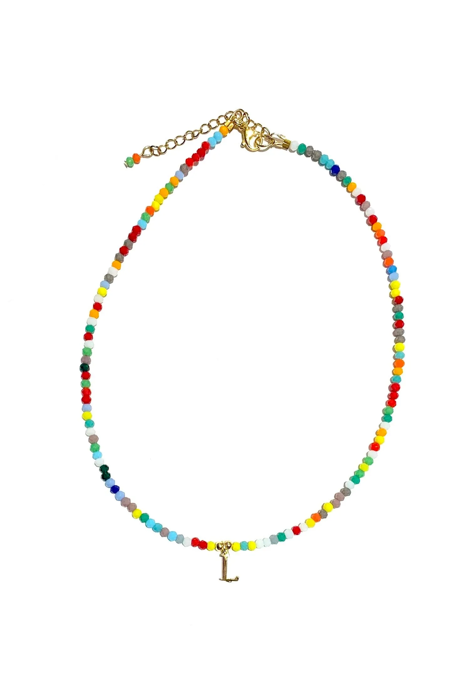 HC DESIGNS- Colorful Small Crystal Necklace with Initial