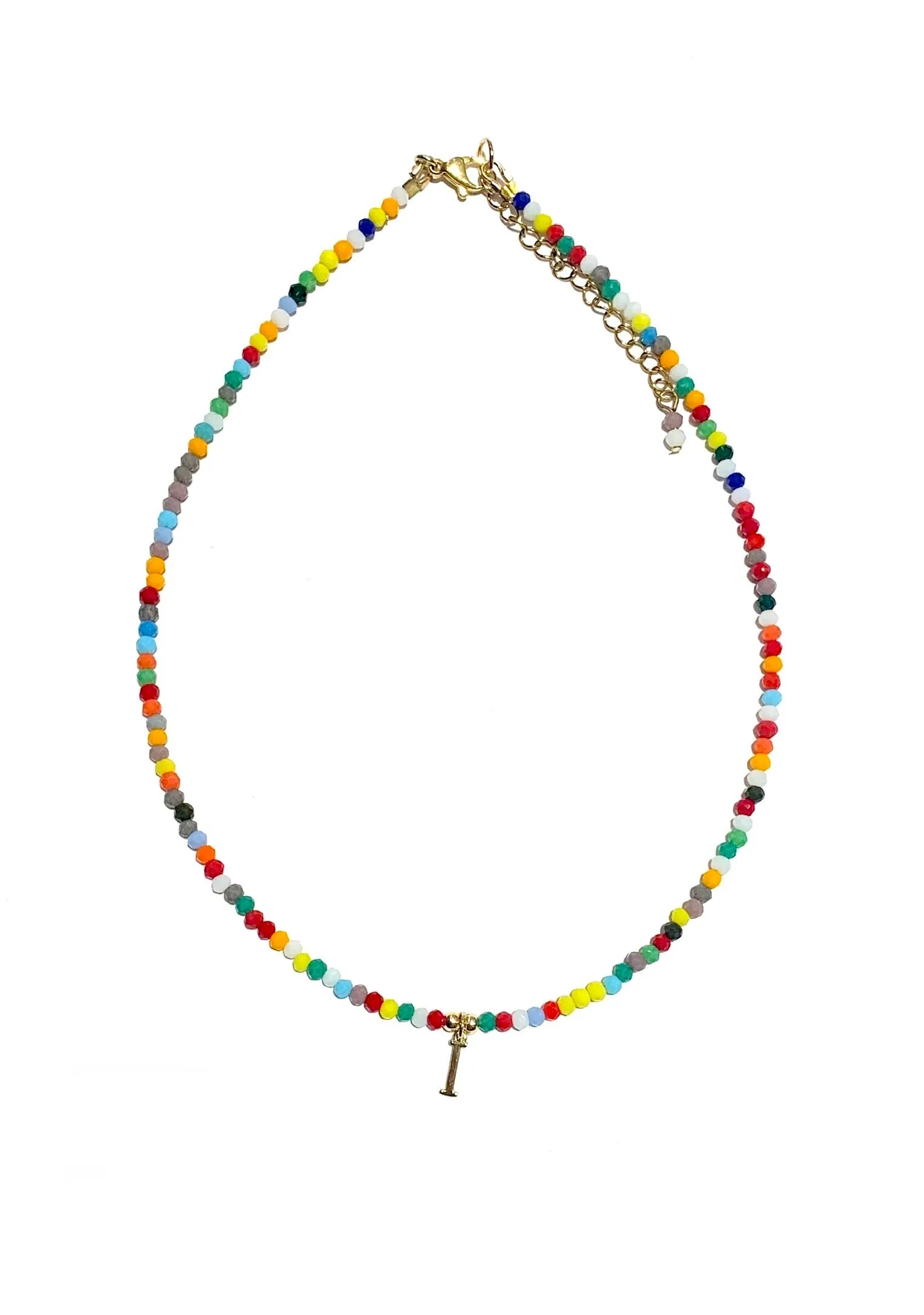 HC DESIGNS- Colorful Small Crystal Necklace with Initial