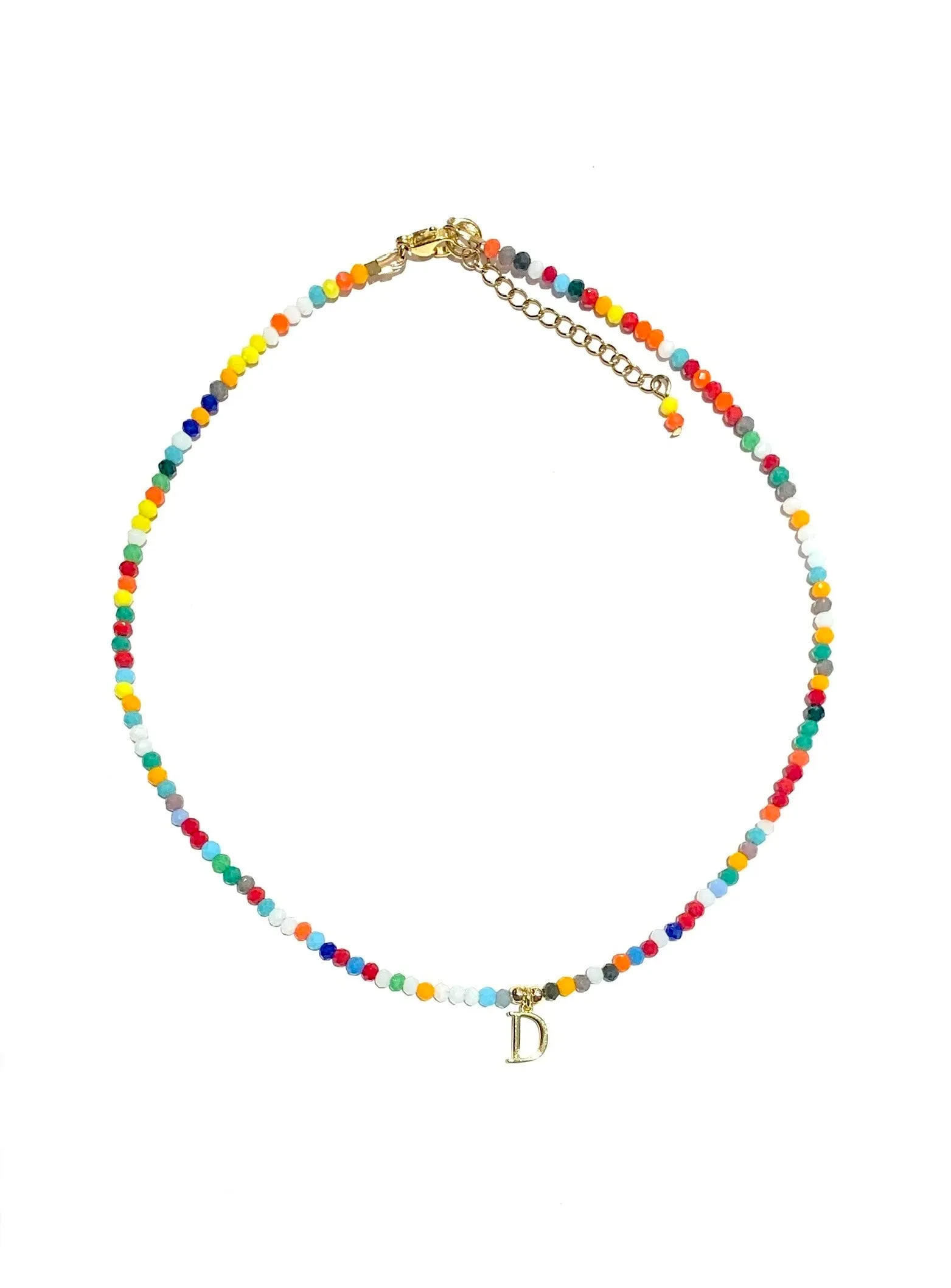 HC DESIGNS- Colorful Small Crystal Necklace with Initial