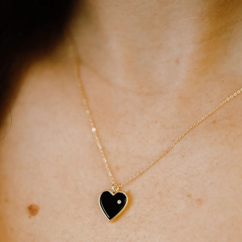 Heart & Tiny CZ Necklace