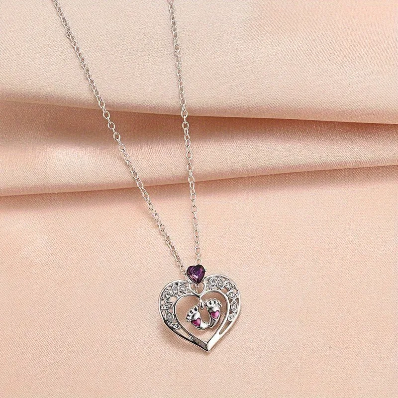 Heart Crystal Foot Pendant Men Necklace