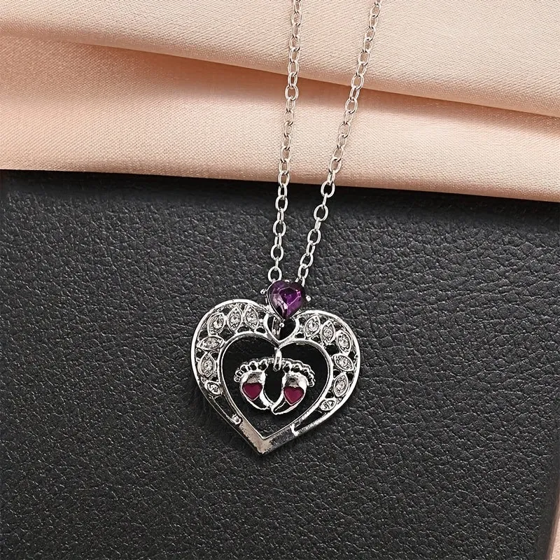 Heart Crystal Foot Pendant Men Necklace