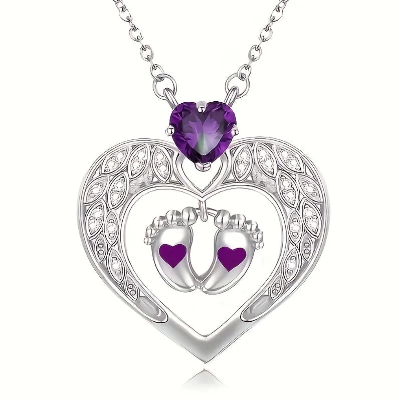Heart Crystal Foot Pendant Men Necklace