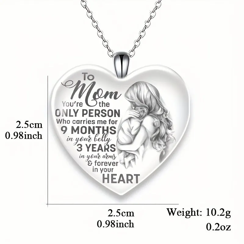 Heart Pendant Necklace Gift for Mom