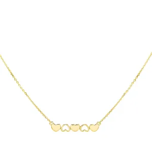 Heart Row Necklace 14K
