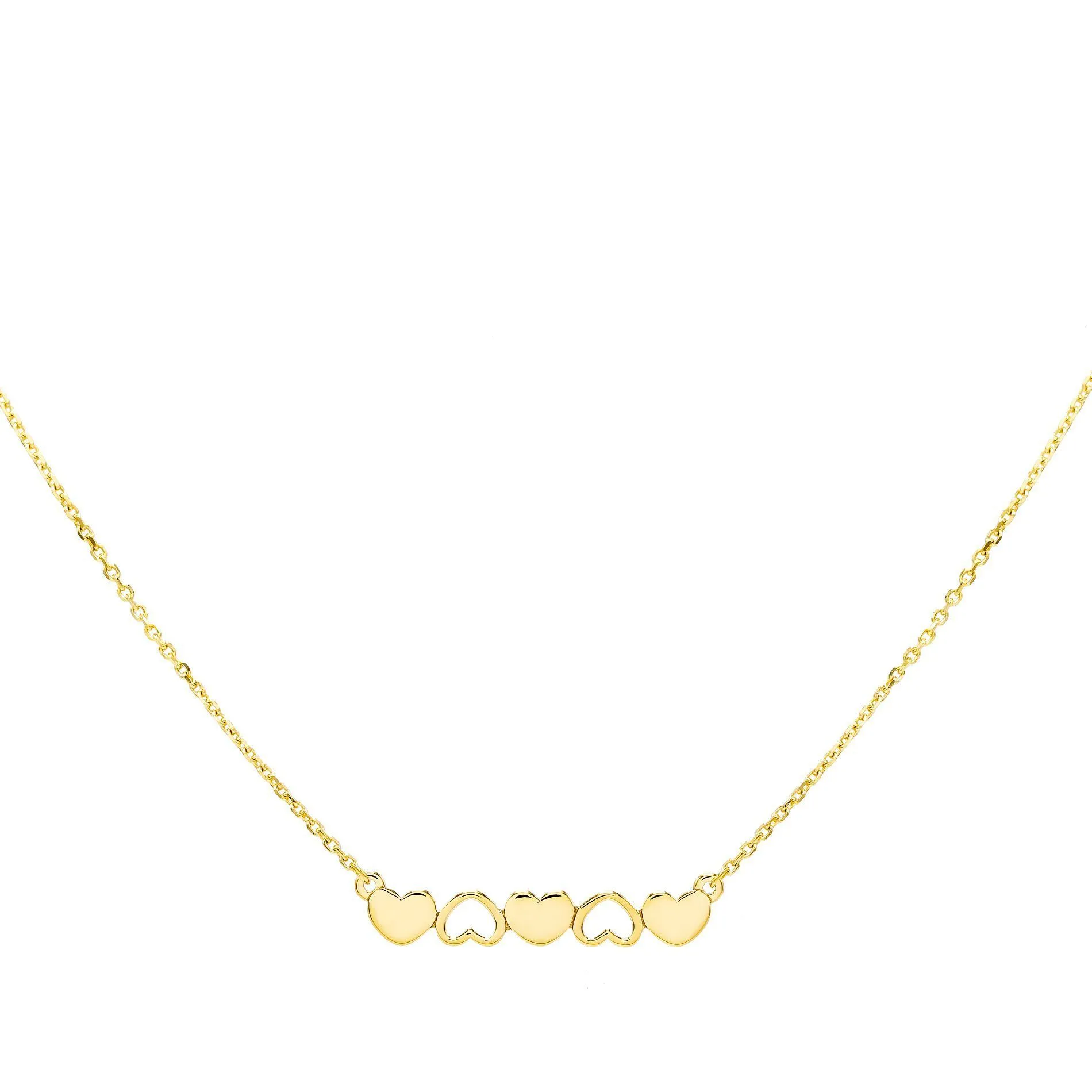 Heart Row Necklace 14K