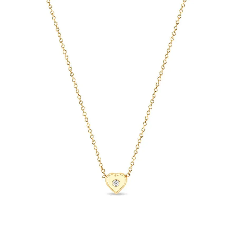 Heart Shaped Charm Necklace with Diamond