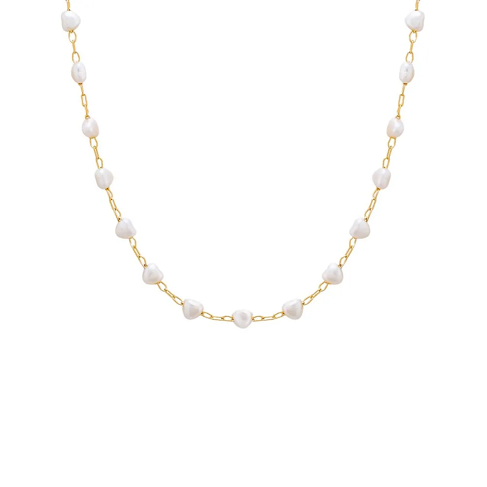 Heart Shaped Multi Pearl Beaded Chain Necklace