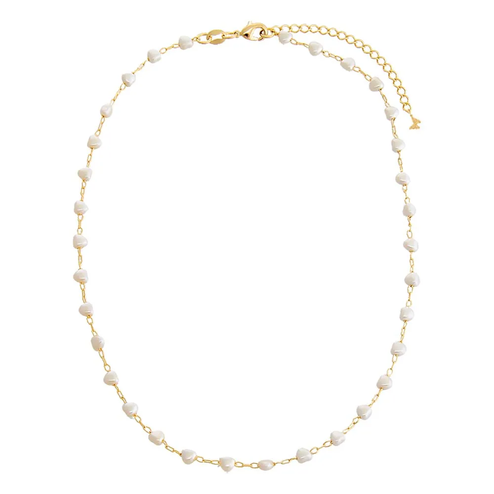 Heart Shaped Multi Pearl Beaded Chain Necklace