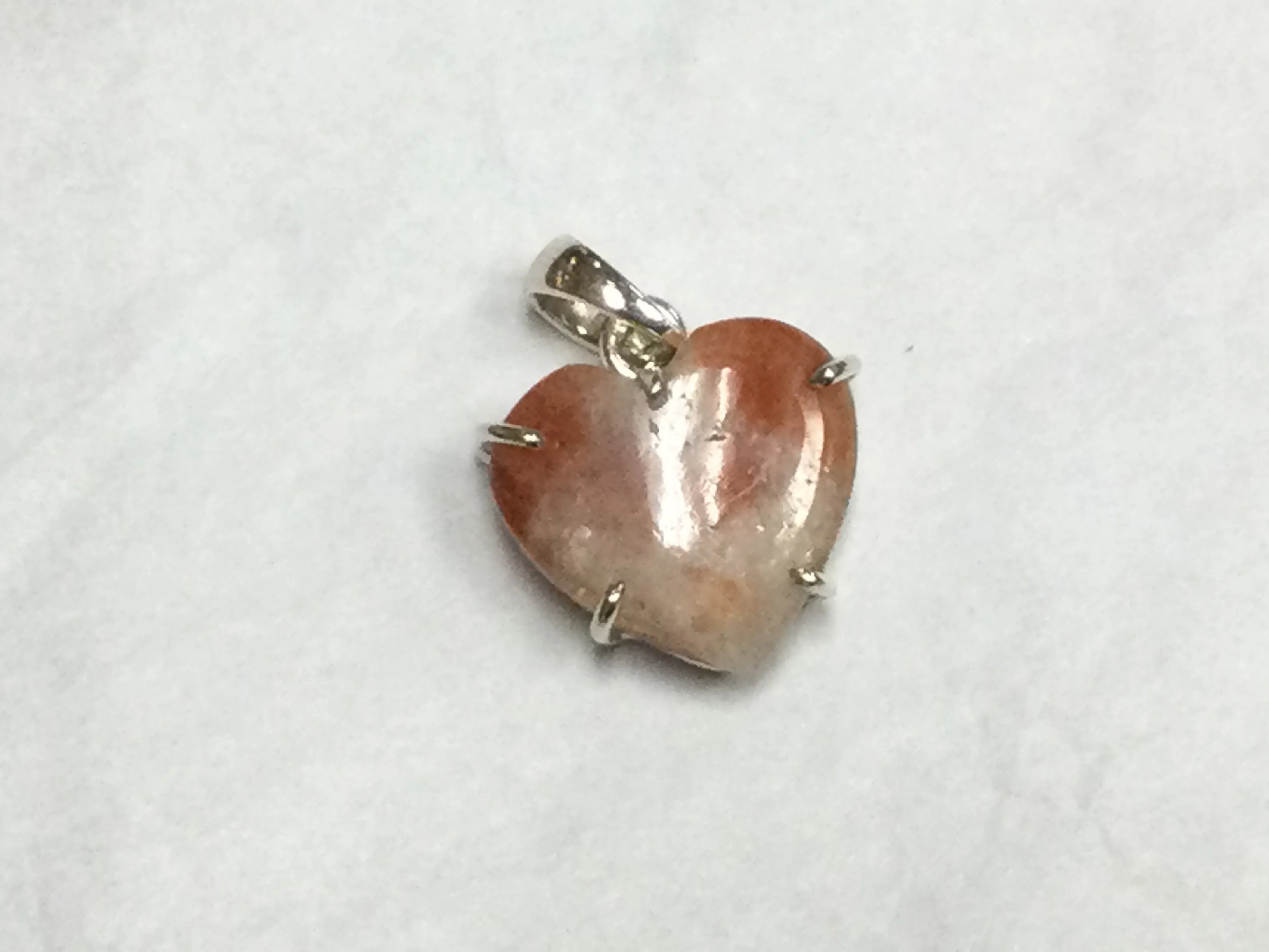 Heart-Shaped Sunstone Pendant