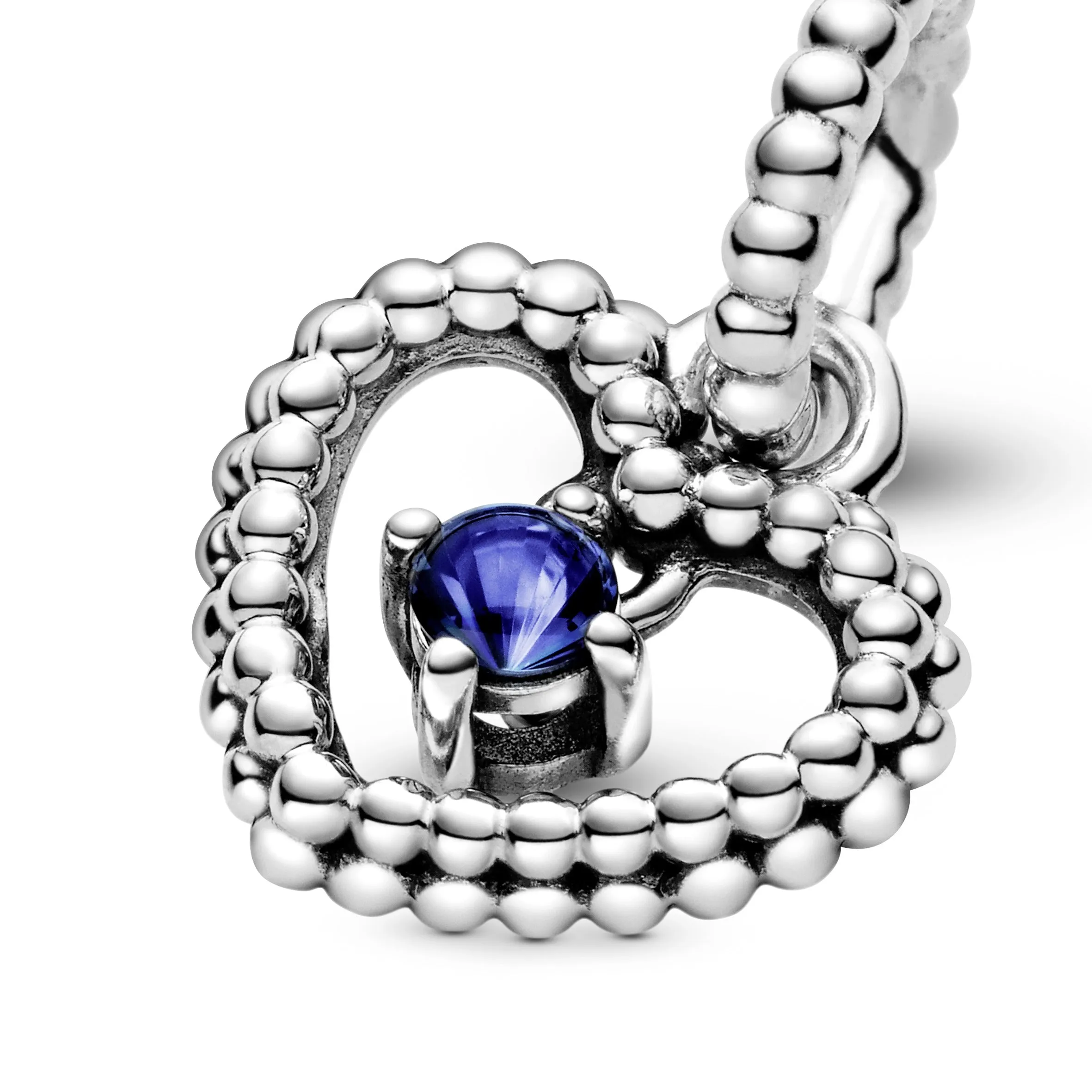 Heart sterling silver dangle with royal blue crystal