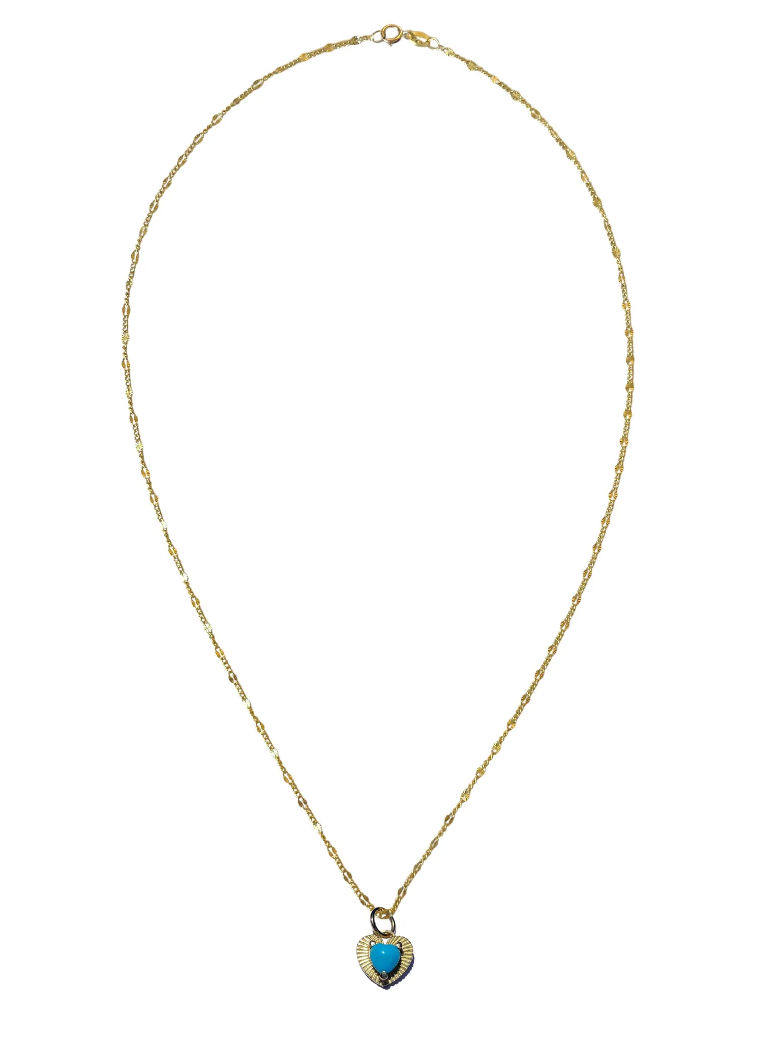 Heart Turquoise Oval Necklace in Yellow Gold