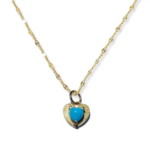 Heart Turquoise Oval Necklace in Yellow Gold