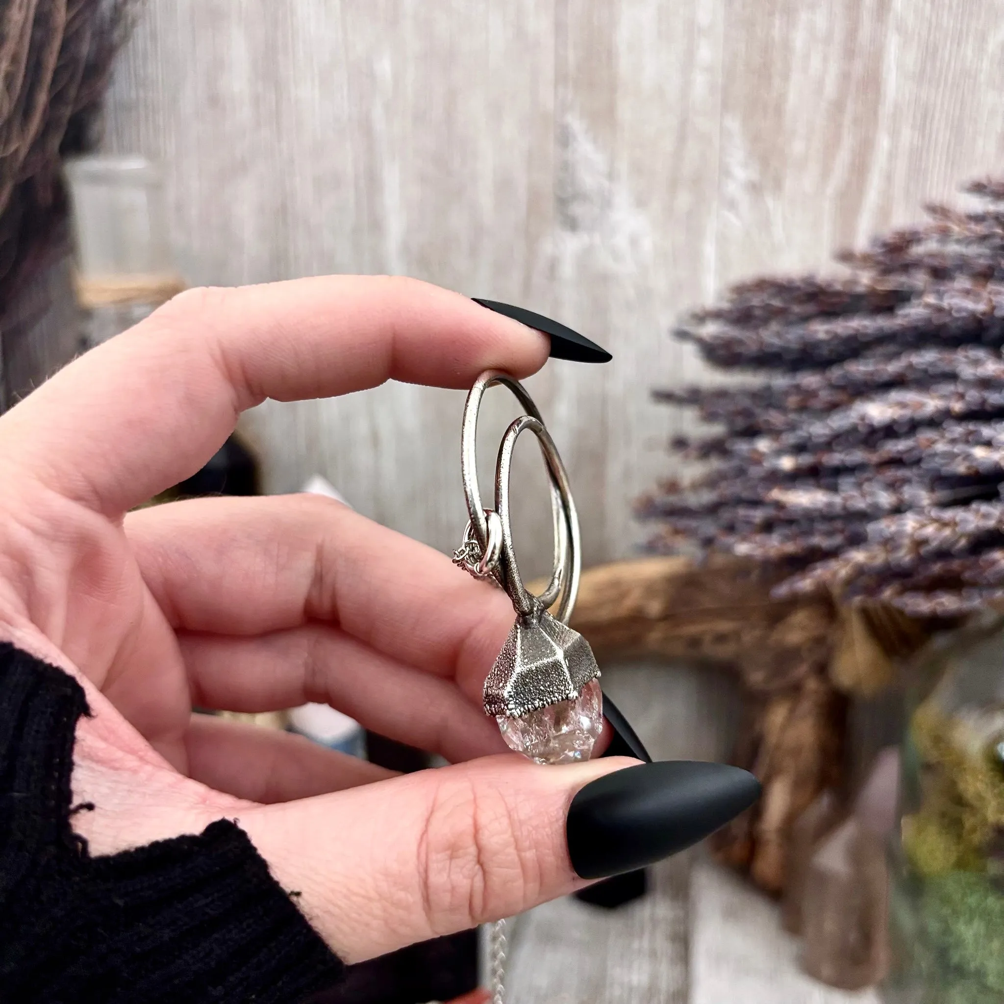 Herkimer Diamond Crystal  Necklace in Fine Silver / Foxlark Collection - One of a Kind