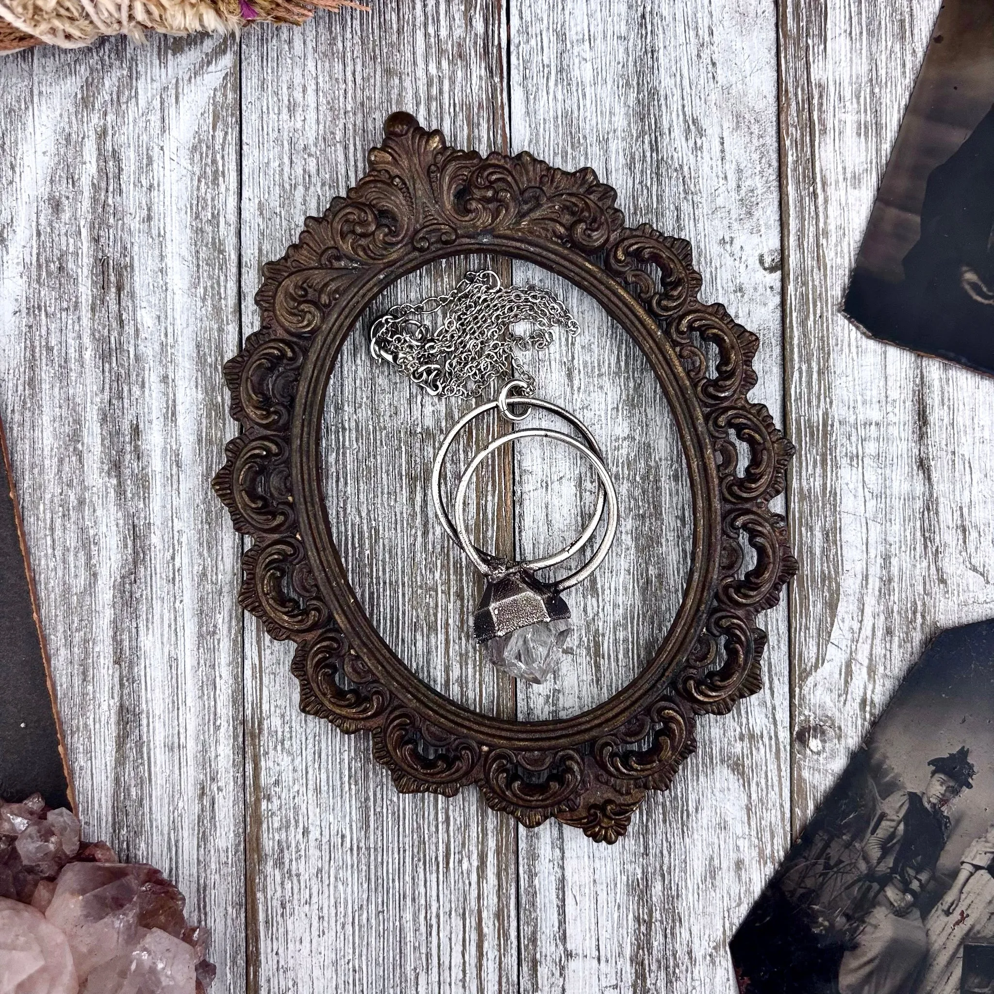 Herkimer Diamond Crystal  Necklace in Fine Silver / Foxlark Collection - One of a Kind