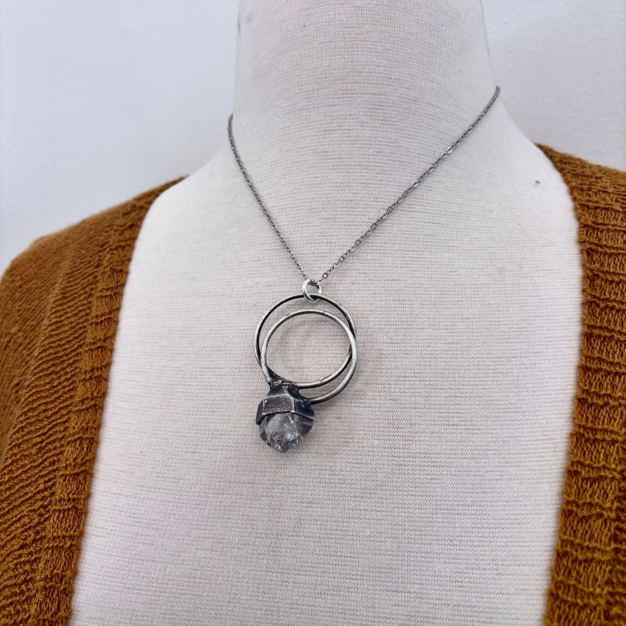Herkimer Diamond Crystal  Necklace in Fine Silver / Foxlark Collection - One of a Kind