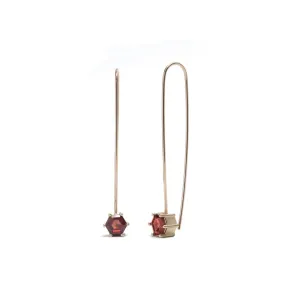 Hexagonal Step Cut Garnet Drop Earrings