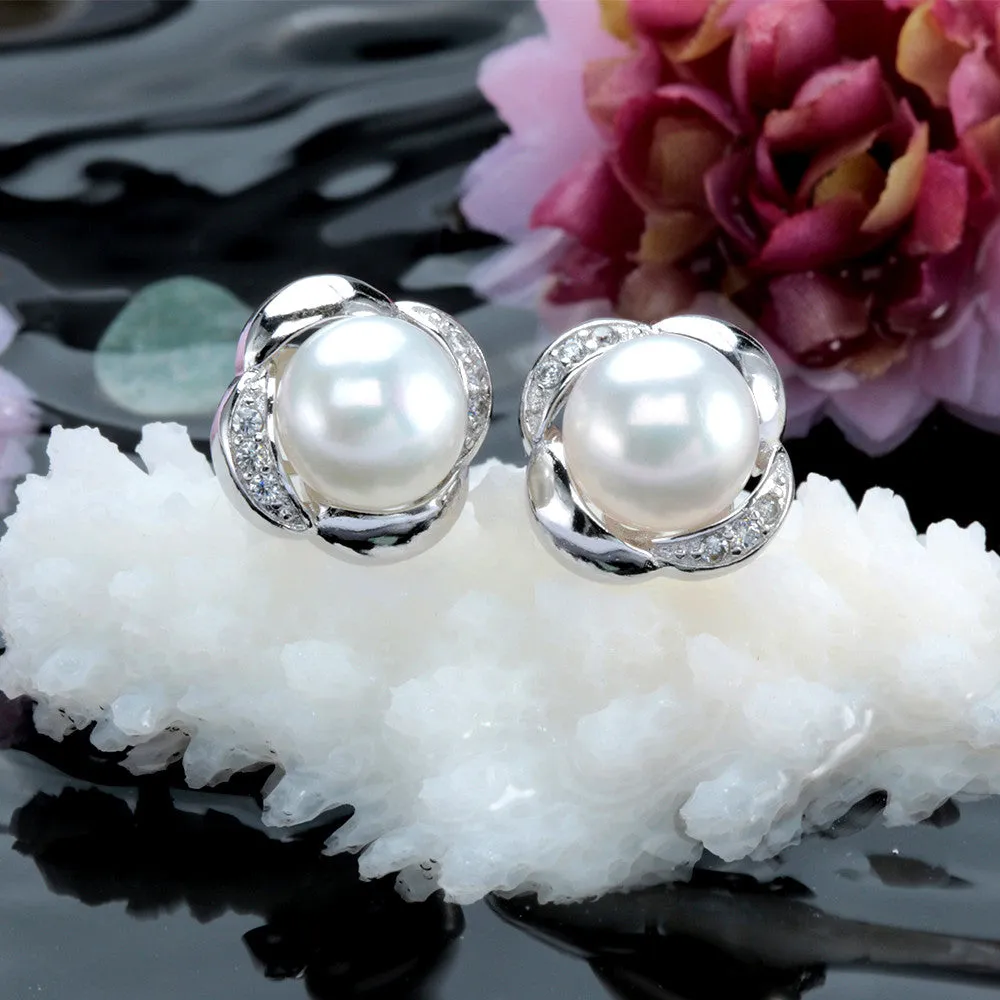 High quality 100% real freshwater pearl earrings for women 925 sterling silver stud earring gift for girlfriend