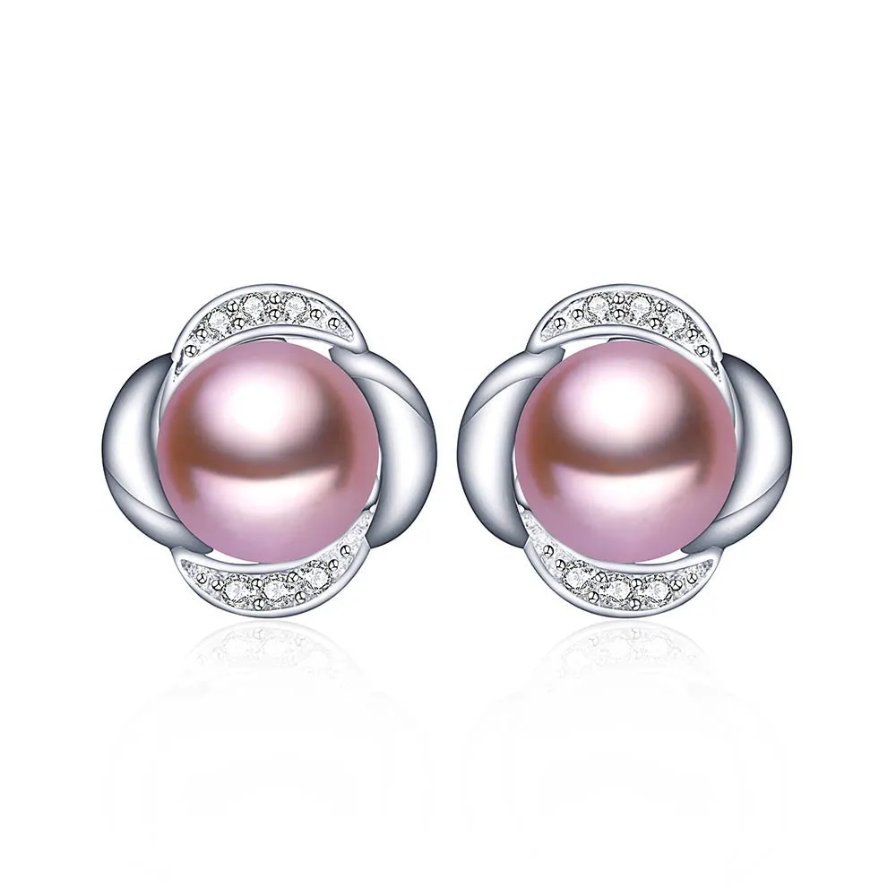 High quality 100% real freshwater pearl earrings for women 925 sterling silver stud earring gift for girlfriend