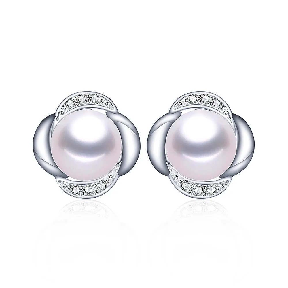 High quality 100% real freshwater pearl earrings for women 925 sterling silver stud earring gift for girlfriend