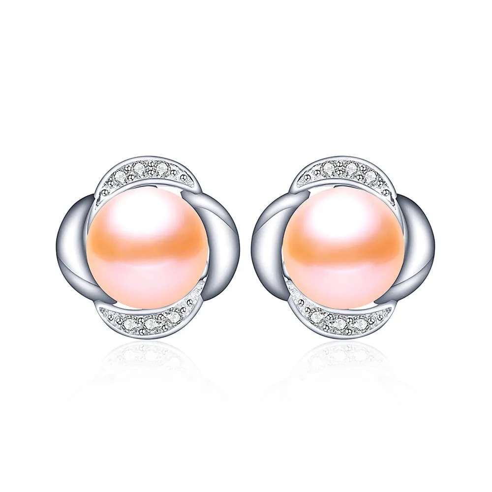 High quality 100% real freshwater pearl earrings for women 925 sterling silver stud earring gift for girlfriend