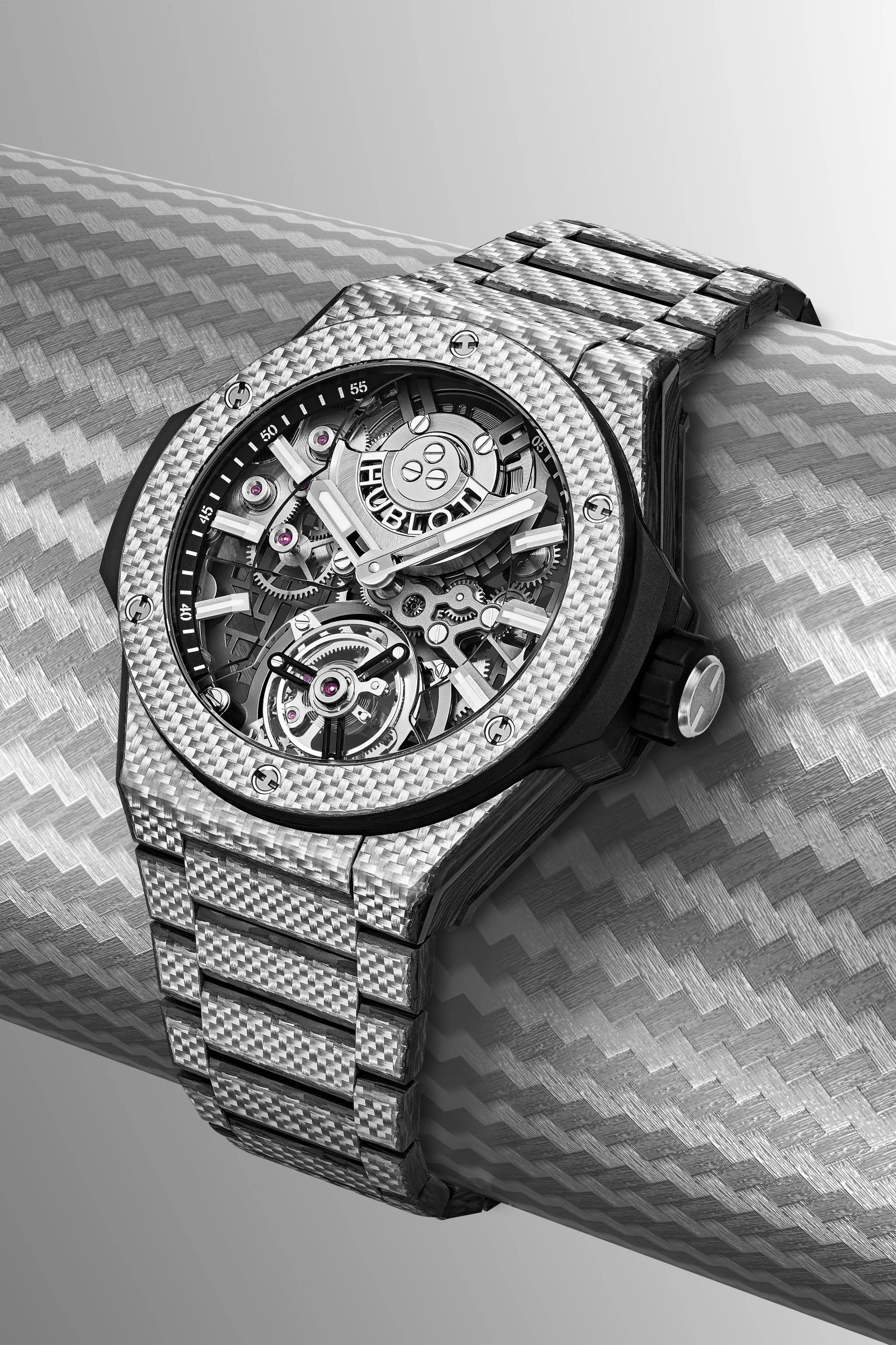 Hublot Big Bang Integrated Tourbillon Full Carbon, 43mm, Carbon Fiber and Texalium® Upper Layer, Ref# 455.YS.0170.YS