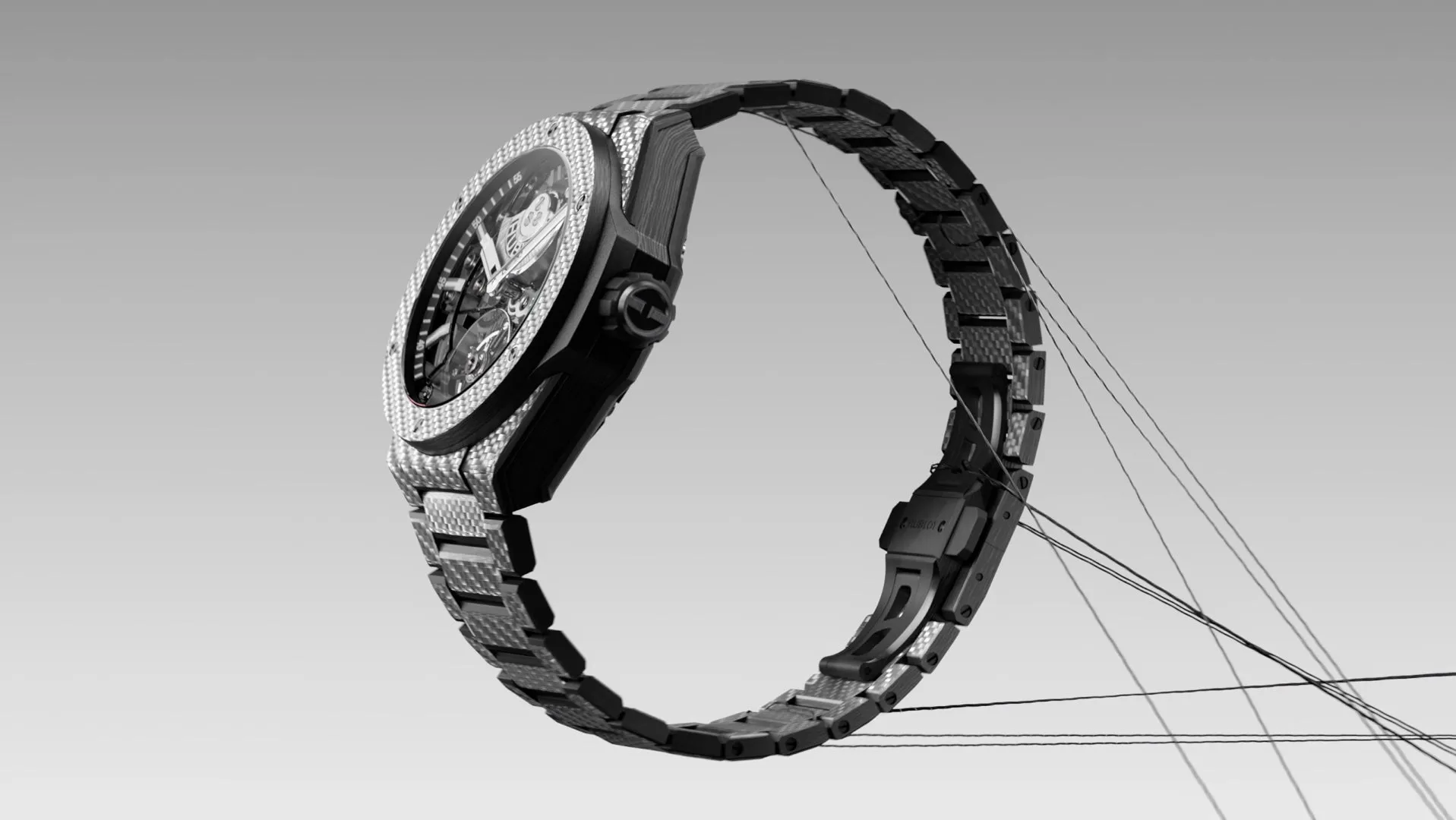 Hublot Big Bang Integrated Tourbillon Full Carbon, 43mm, Carbon Fiber and Texalium® Upper Layer, Ref# 455.YS.0170.YS