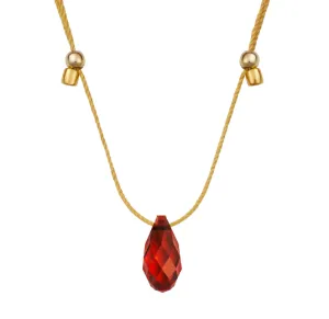 Hyevibe Smoked Amber Silk Slider Necklace, Gold