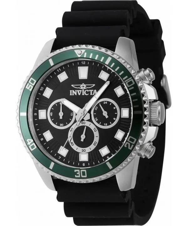 Invicta Pro Diver Chronograph Silicone Strap Black Dial Quartz 46086 Men's Watch