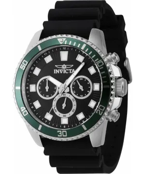 Invicta Pro Diver Chronograph Silicone Strap Black Dial Quartz 46086 Men's Watch