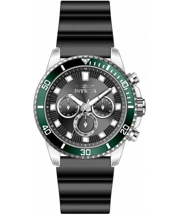 Invicta Pro Diver Chronograph Silicone Strap Black Dial Quartz 46086 Men's Watch
