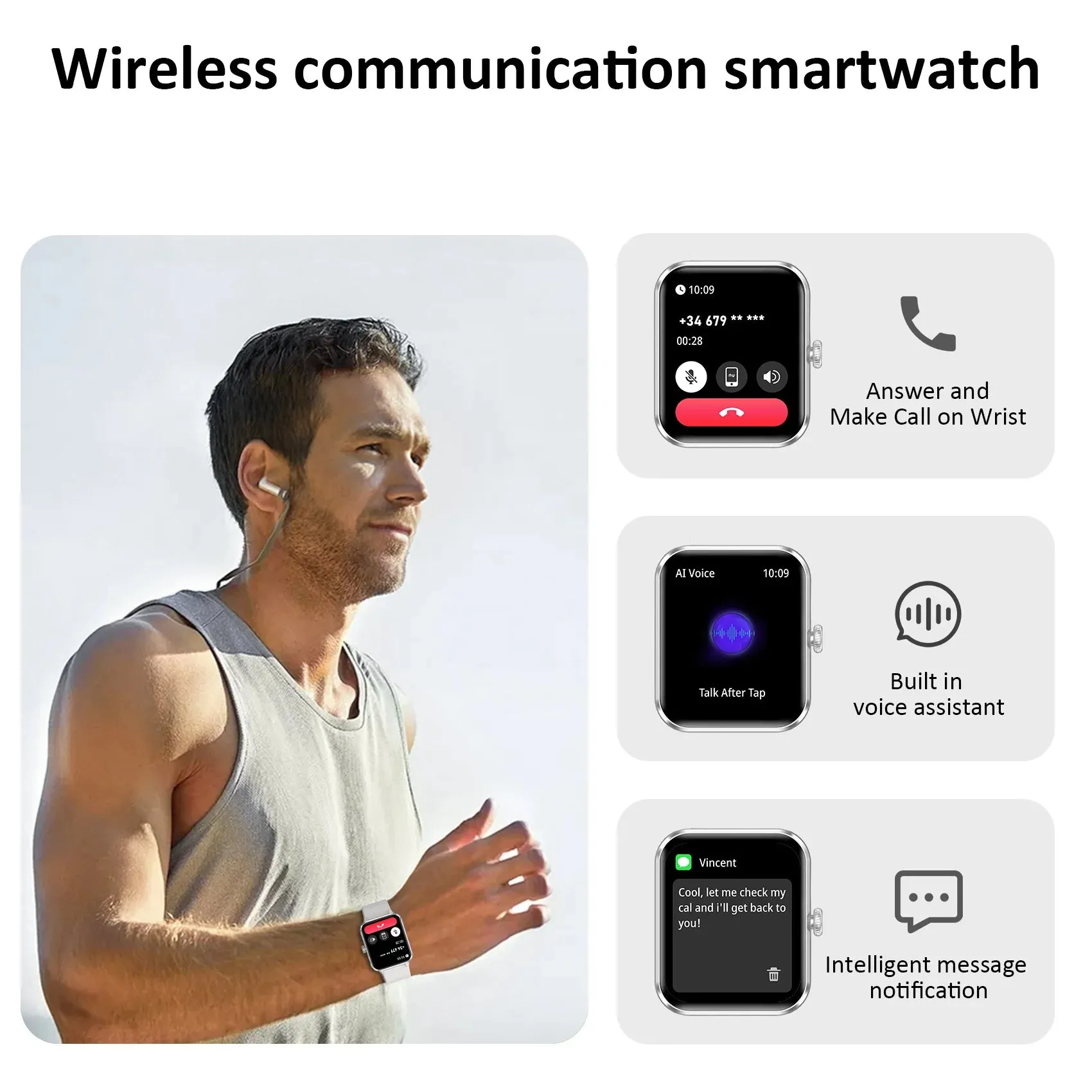 IOWODO Smart Watch Bluetooth Calling 1.85” Full Touch HD Smartwatch 100  Sport Fitness Tracking Watch with Voice Assistant