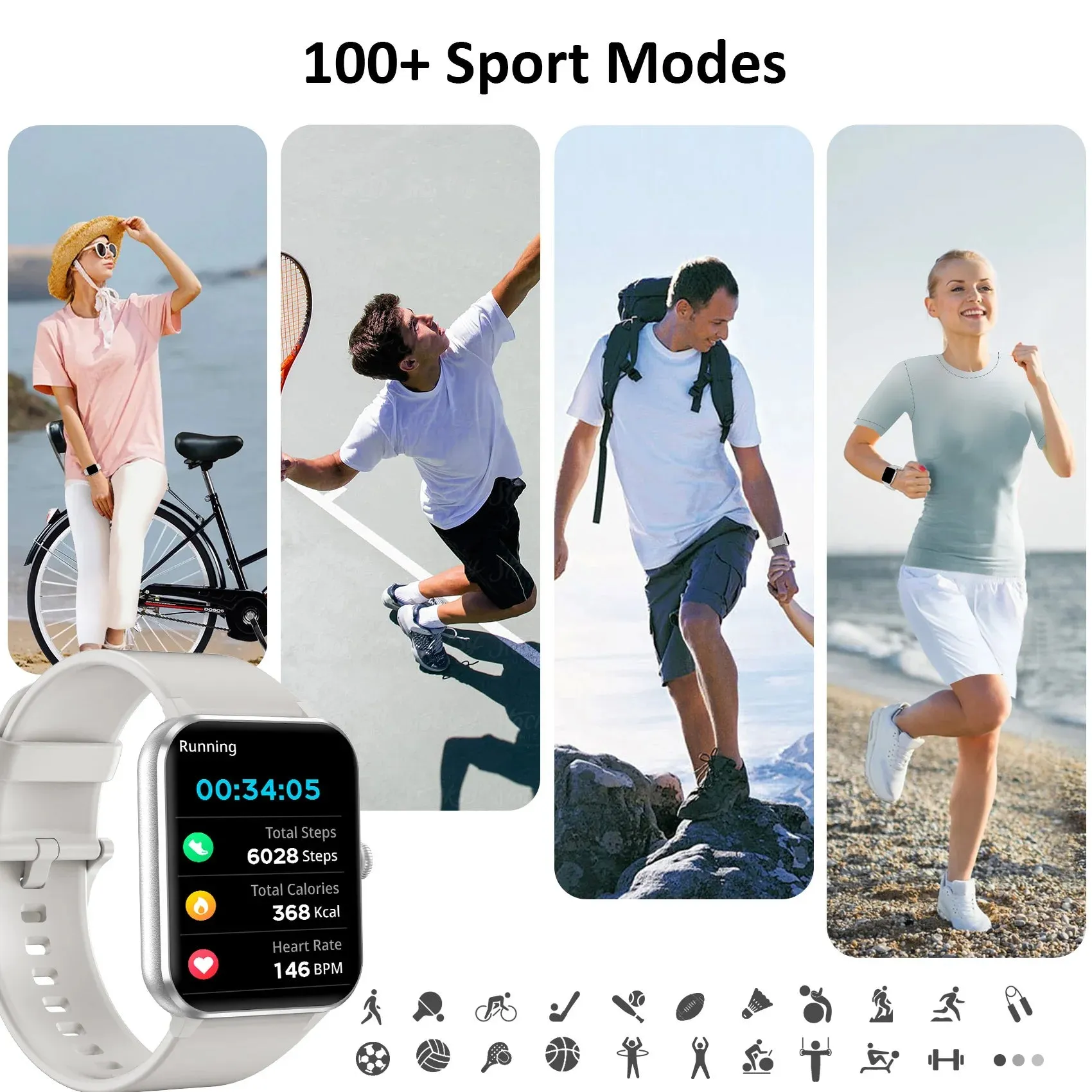 IOWODO Smart Watch Bluetooth Calling 1.85” Full Touch HD Smartwatch 100  Sport Fitness Tracking Watch with Voice Assistant