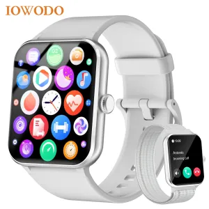 IOWODO Smart Watch Bluetooth Calling 1.85” Full Touch HD Smartwatch 100  Sport Fitness Tracking Watch with Voice Assistant