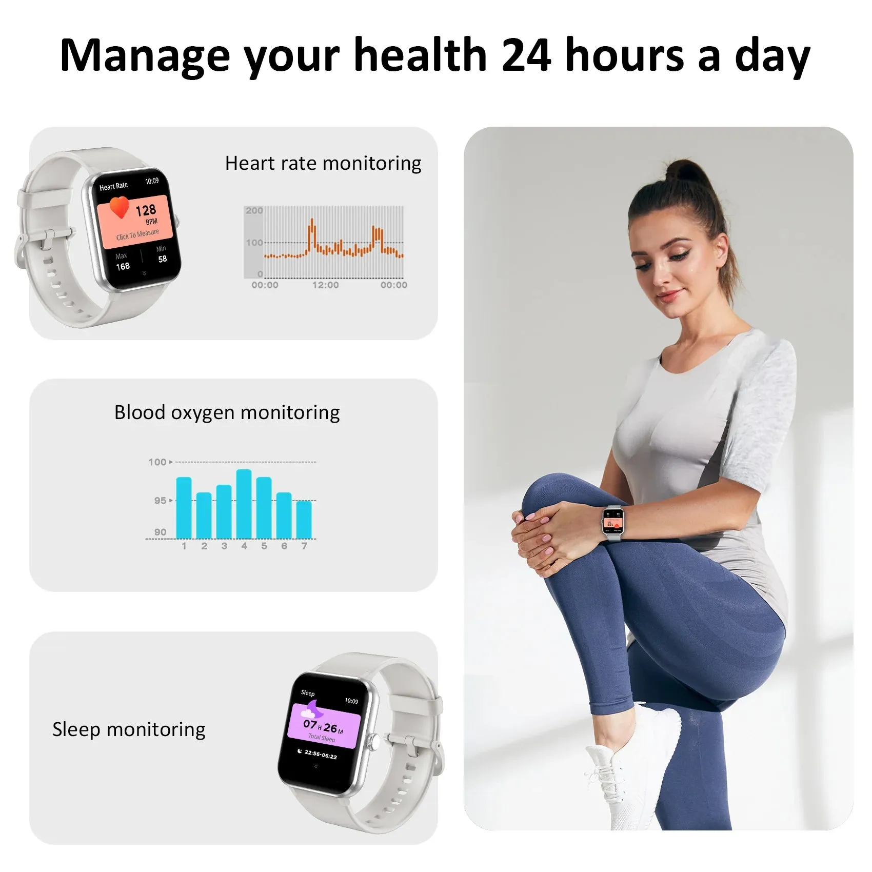 IOWODO Smart Watch Bluetooth Calling 1.85” Full Touch HD Smartwatch 100  Sport Fitness Tracking Watch with Voice Assistant