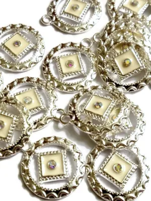 Ivory Enamel With Aurora Borealis Crystal Pendant Charms - Narcotics Anonymous