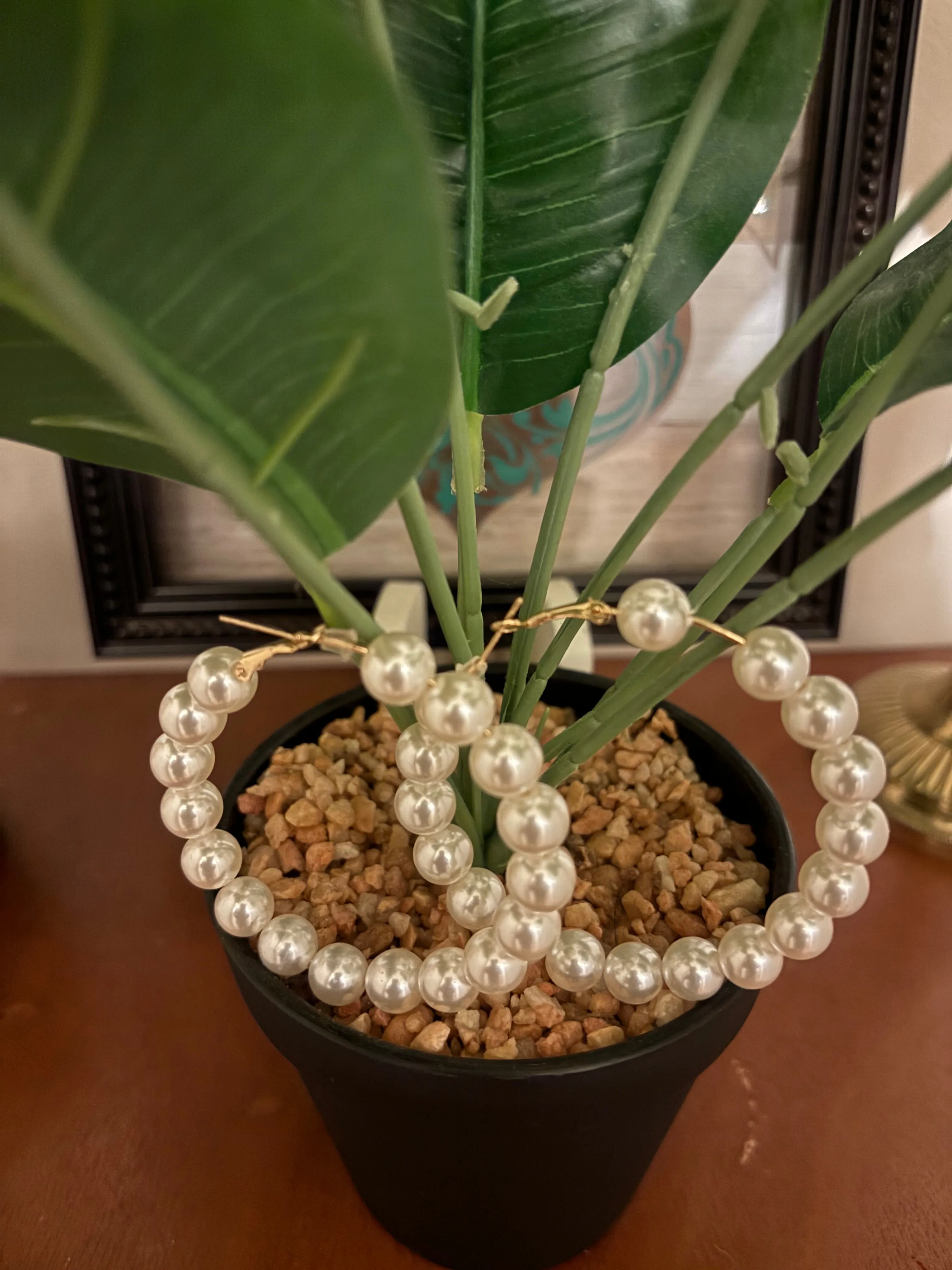 Ivory Pearl Hoop Earrings