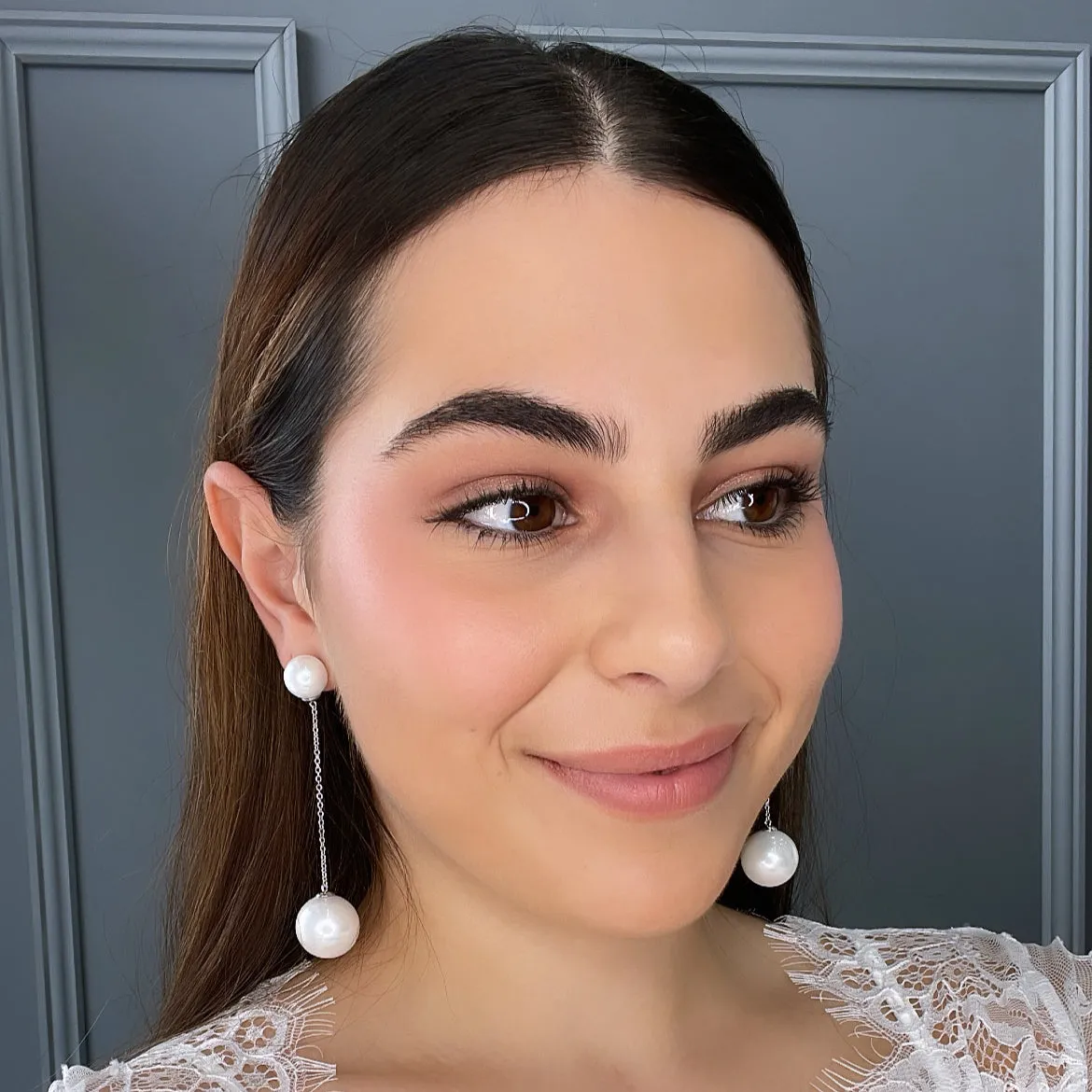 Jelina Pearl Bridal Drop Earrings