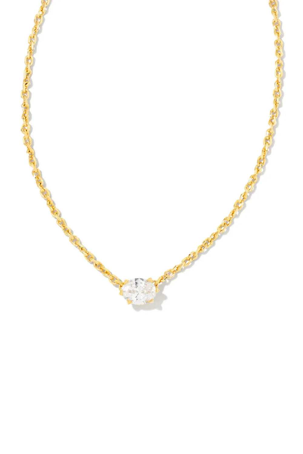 Kendra Scott Cailin Gold Pendant Necklace for Women in White Crystal | 9608803459