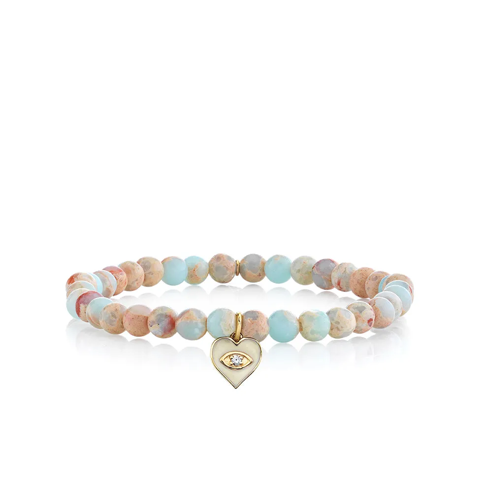 Kids Collection Gold & Diamond Heart on Impression Jasper
